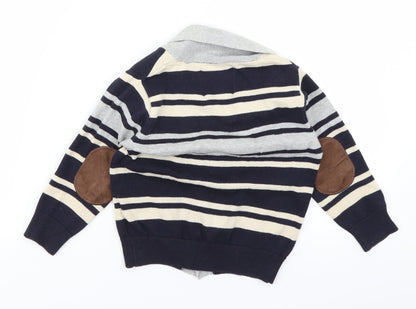 Rebel Boys Blue Striped Knit Cardigan Jumper Size 24 Months