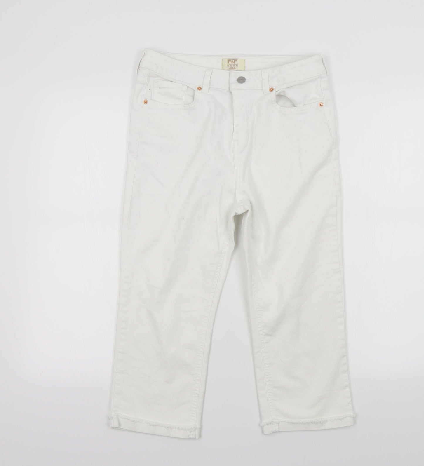 F&F Womens White   Straight Jeans Size 12 L20 in