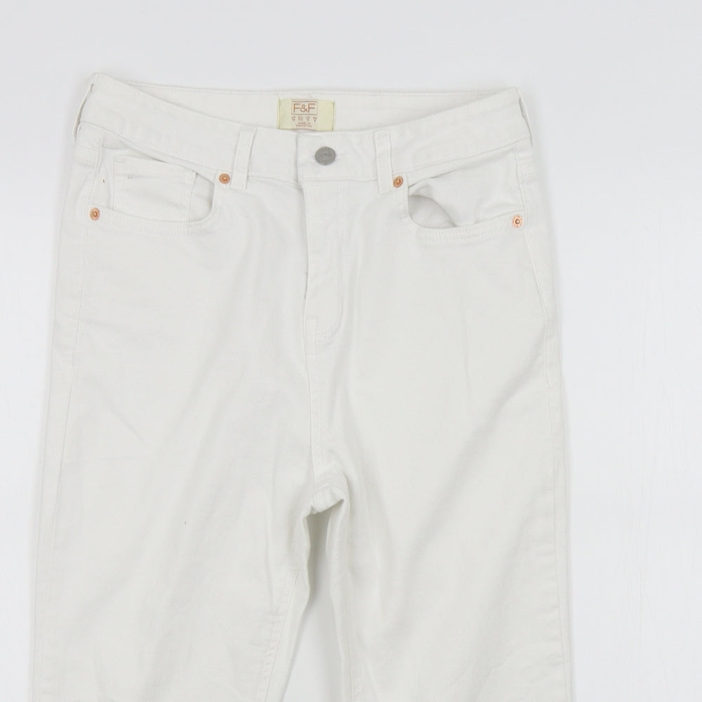 F&F Womens White   Straight Jeans Size 12 L20 in