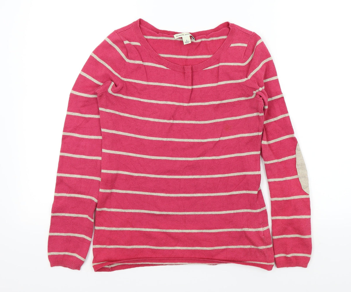 banna replic Womens Pink Striped  Pullover Jumper Size S