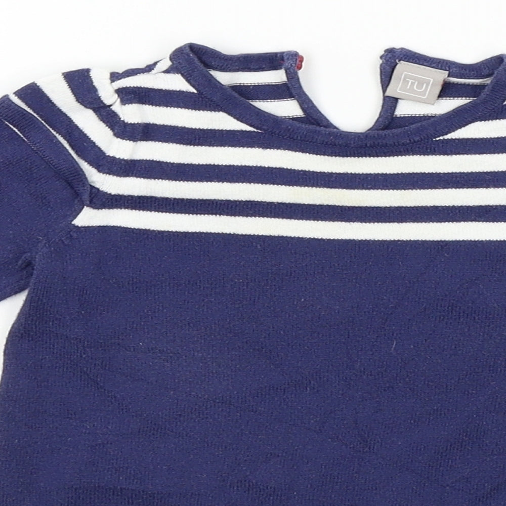 TU Girls Blue Striped  A-Line  Size 3-6 Months