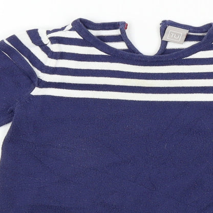 TU Girls Blue Striped  A-Line  Size 3-6 Months
