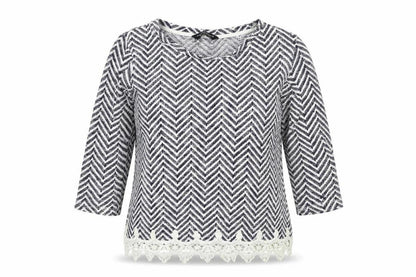 Dorothy Perkins Womens Blue Geometric  Pullover Jumper Size 12  - LACE HEM