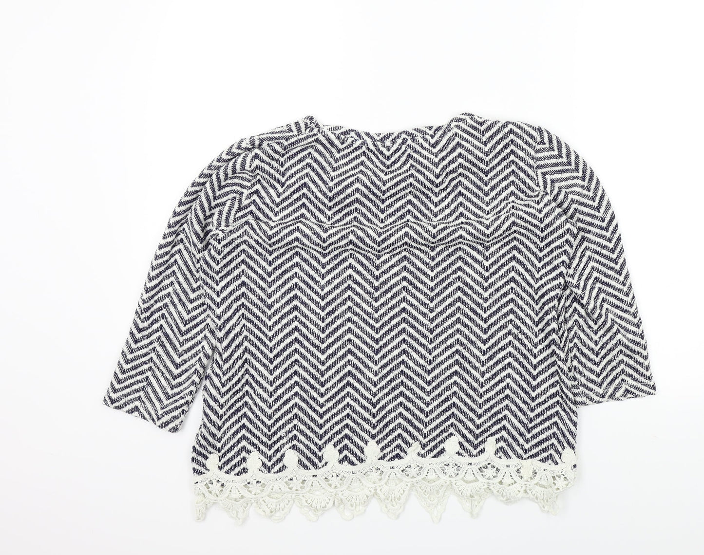 Dorothy Perkins Womens Blue Geometric  Pullover Jumper Size 12  - LACE HEM