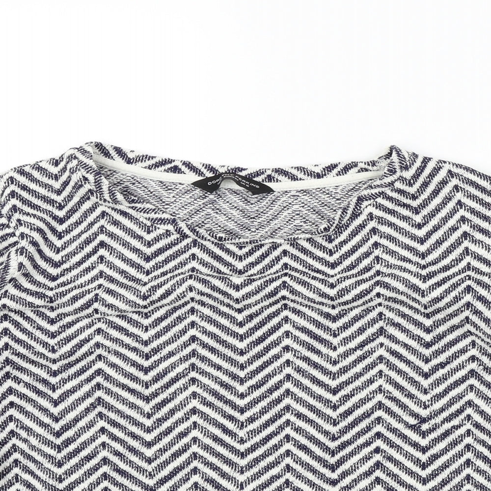 Dorothy Perkins Womens Blue Geometric  Pullover Jumper Size 12  - LACE HEM