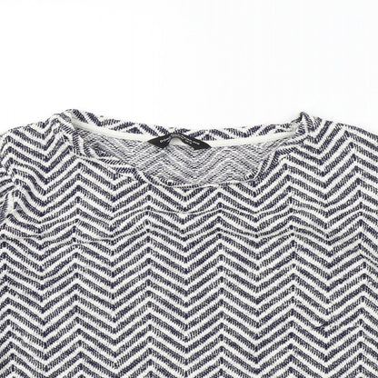Dorothy Perkins Womens Blue Geometric  Pullover Jumper Size 12  - LACE HEM