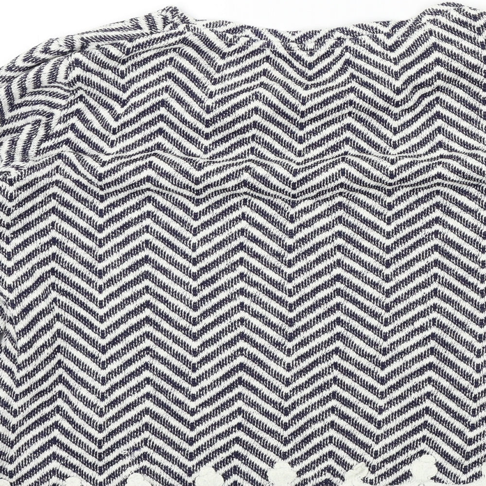 Dorothy Perkins Womens Blue Geometric  Pullover Jumper Size 12  - LACE HEM