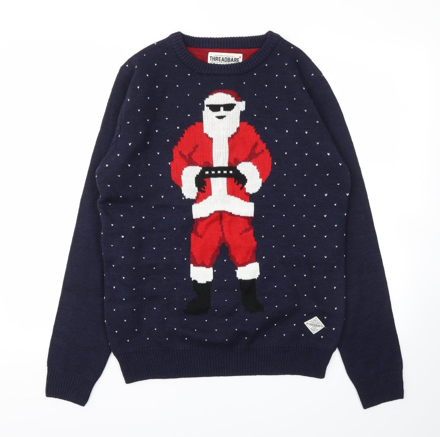 Threadbare Mens Blue Argyle/Diamond  Pullover Sweatshirt Size M