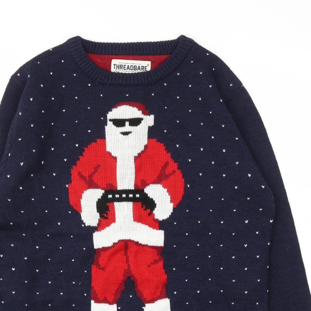 Threadbare Mens Blue Argyle/Diamond  Pullover Sweatshirt Size M