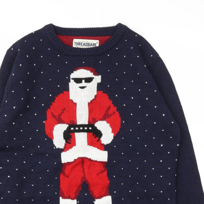 Threadbare Mens Blue Argyle/Diamond  Pullover Sweatshirt Size M