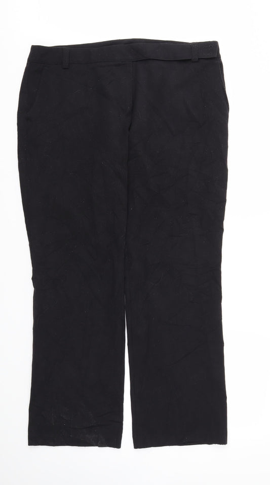 M&S Womens Black Houndstooth  Trousers  Size 18 L31 in