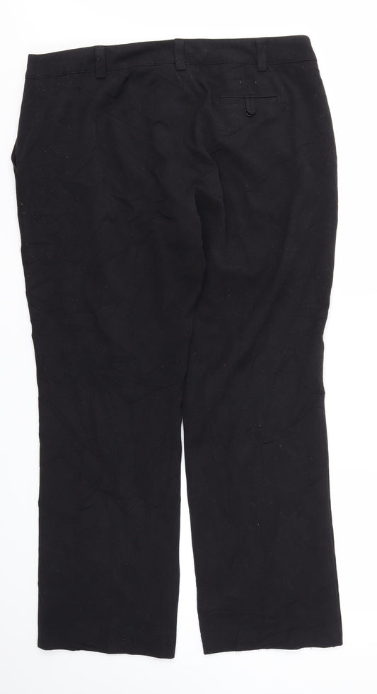 M&S Womens Black Houndstooth  Trousers  Size 18 L31 in