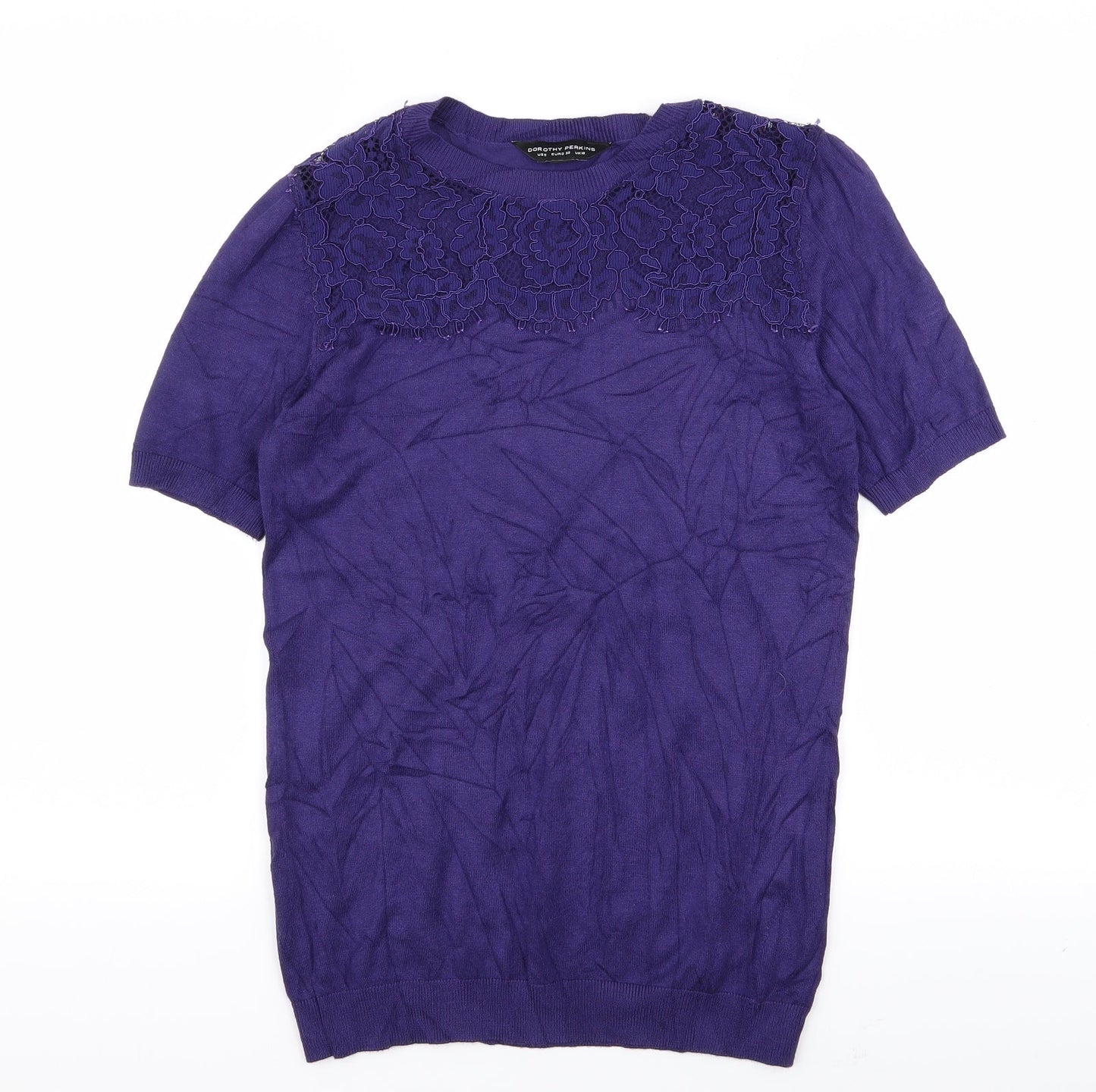 Womens UK Size 10 Dorothy Perkins Purple Basic T-Shirt