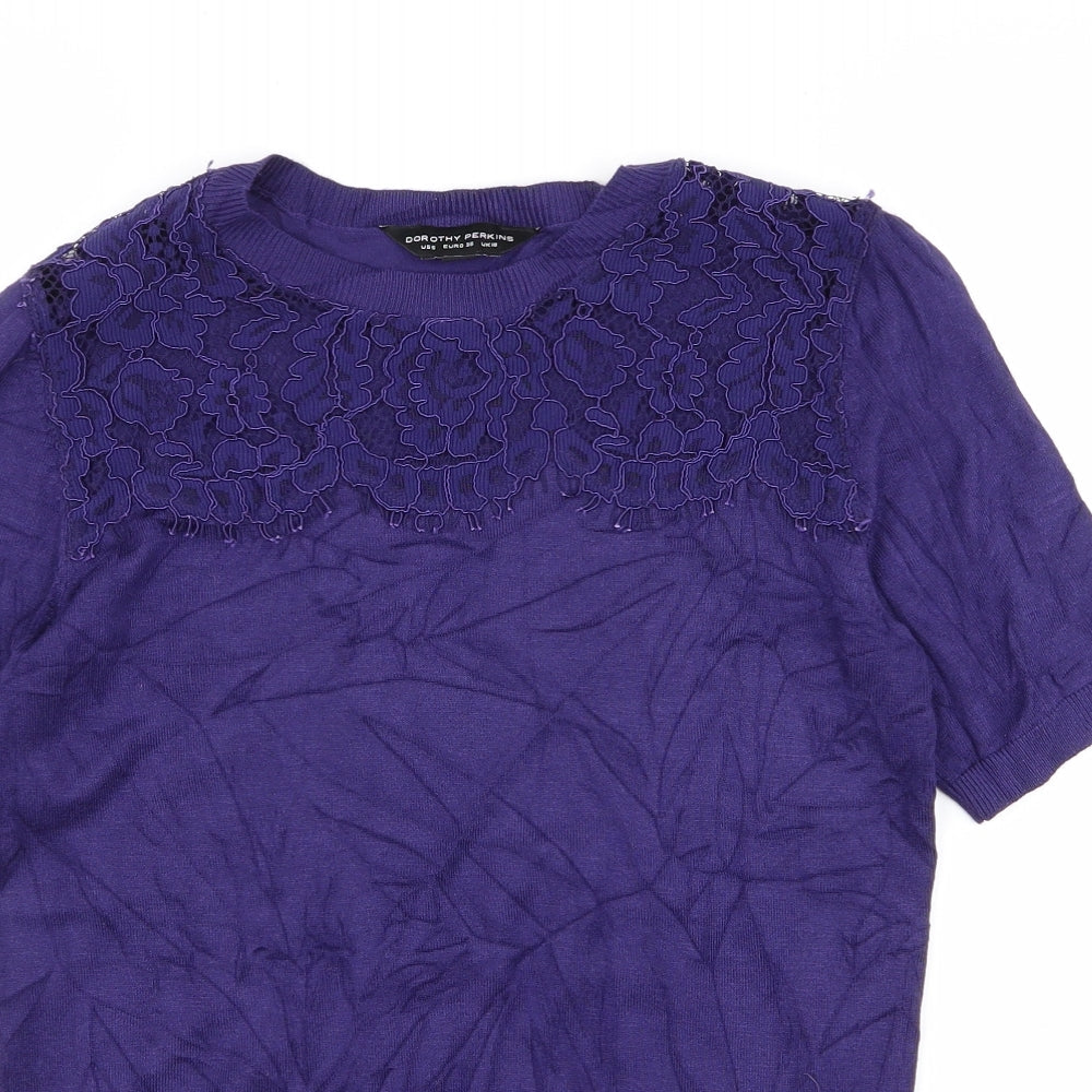 Womens UK Size 10 Dorothy Perkins Purple Basic T-Shirt