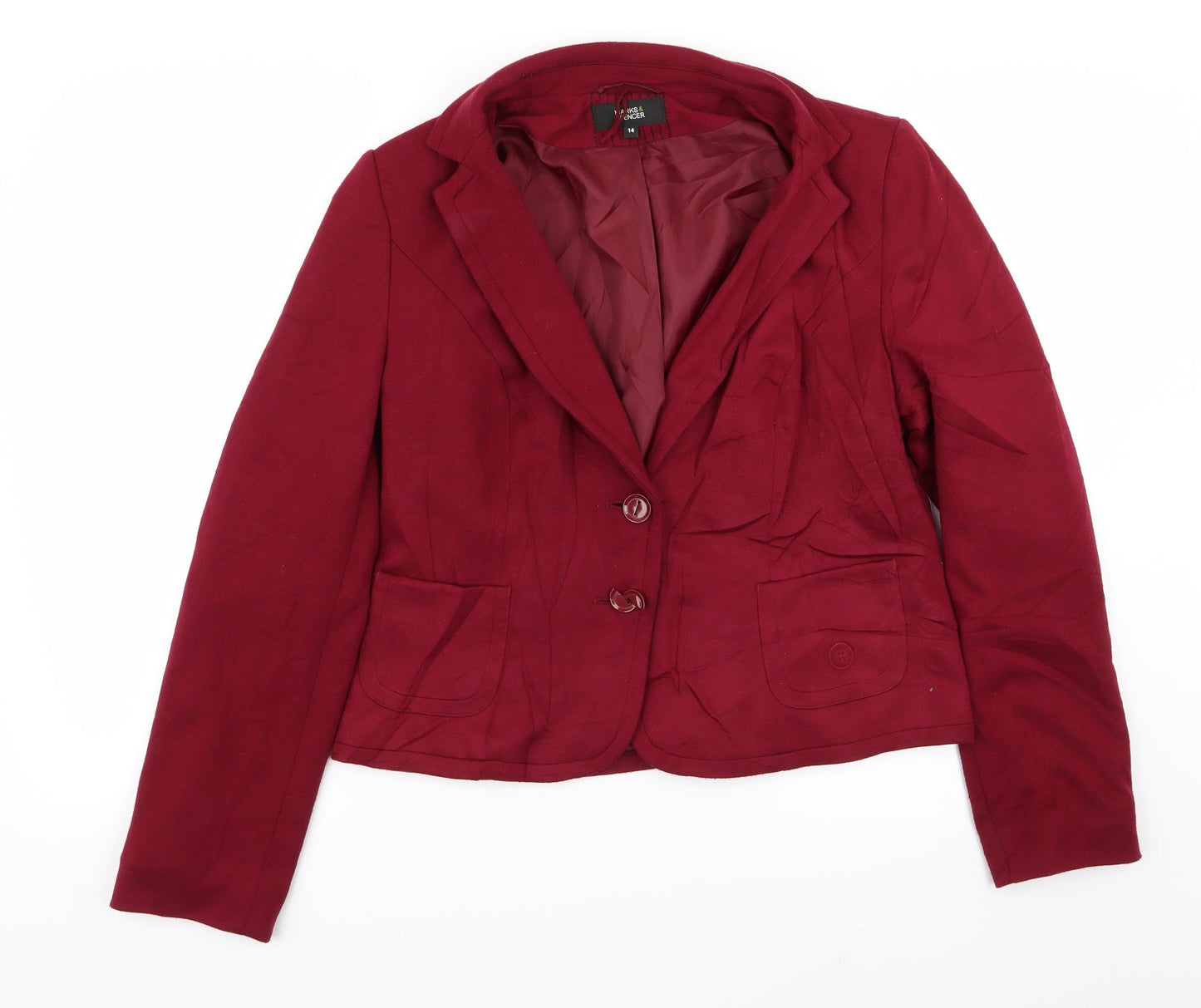 M&S Womens Red   Jacket Blazer Size 14