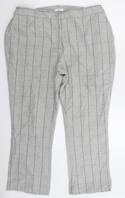 Cotton Traders Womens Grey Herringbone  Trousers  Size 18 L28 in