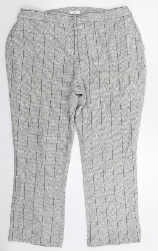 Cotton Traders Womens Grey Herringbone  Trousers  Size 18 L28 in
