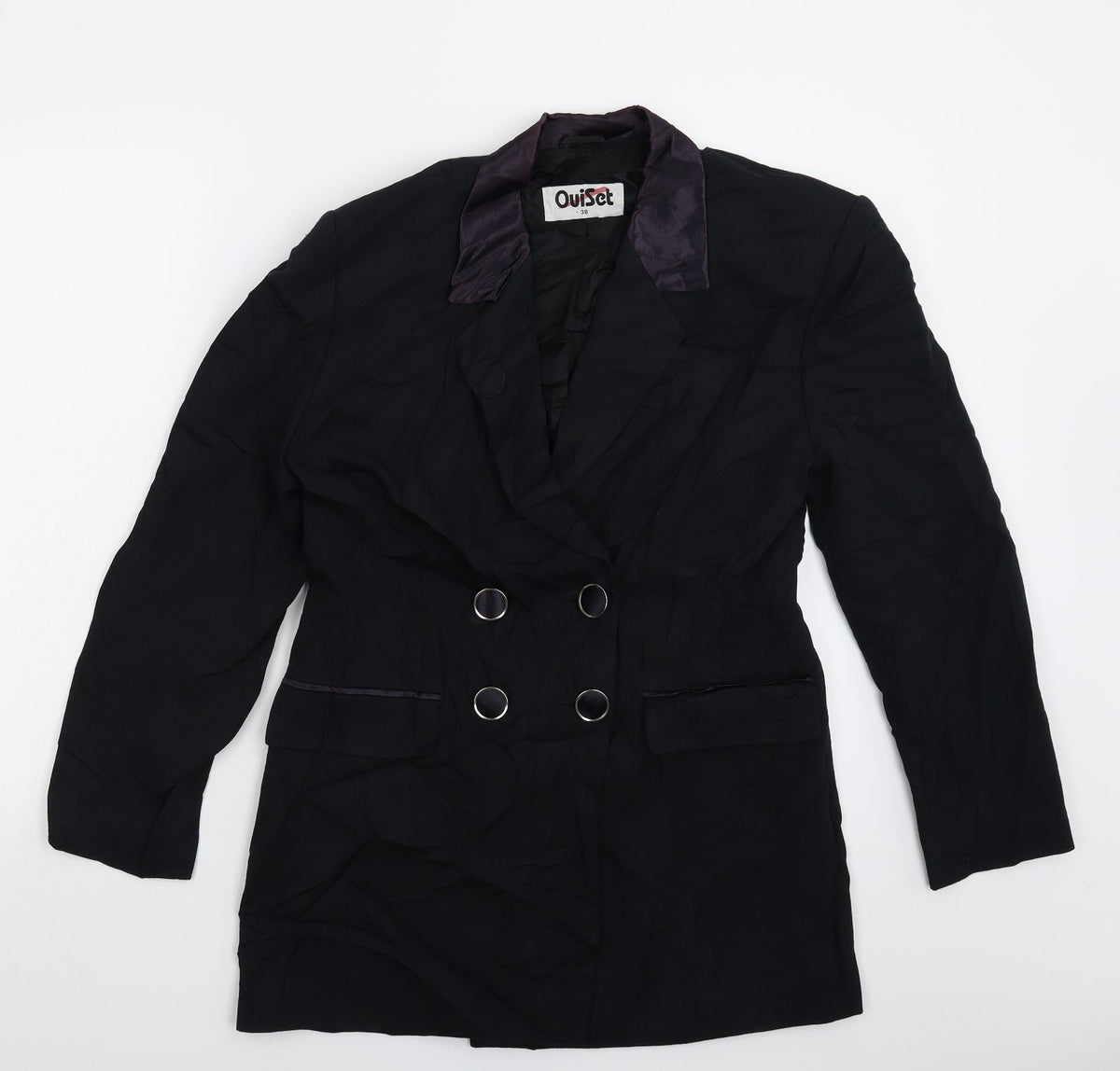 Additional front view of Oui women’s black jacket suit jacket, size UK 12