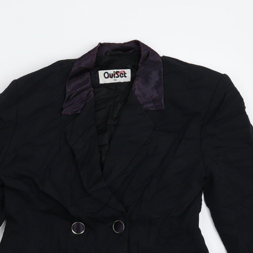 Close-up detail of Oui women’s black jacket suit jacket, size UK 12