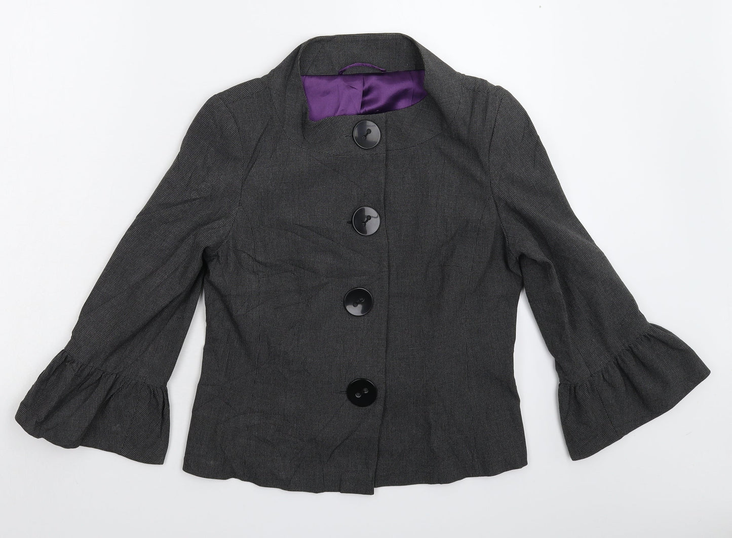 AMARANTO Womens Grey Houndstooth  Jacket Blazer Size 12