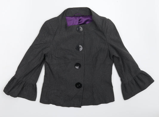 AMARANTO Womens Grey Houndstooth  Jacket Blazer Size 12