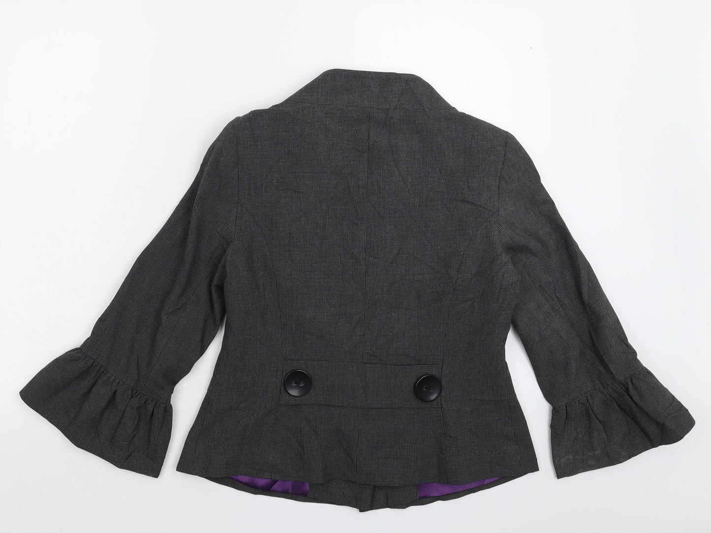 AMARANTO Womens Grey Houndstooth  Jacket Blazer Size 12