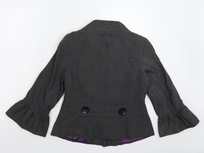 AMARANTO Womens Grey Houndstooth  Jacket Blazer Size 12