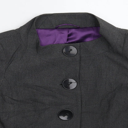 AMARANTO Womens Grey Houndstooth  Jacket Blazer Size 12