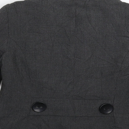 AMARANTO Womens Grey Houndstooth  Jacket Blazer Size 12