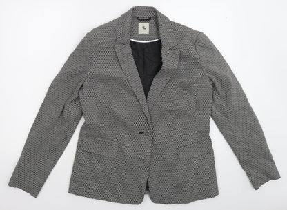 TU Womens Black Geometric  Jacket Suit Jacket Size 14