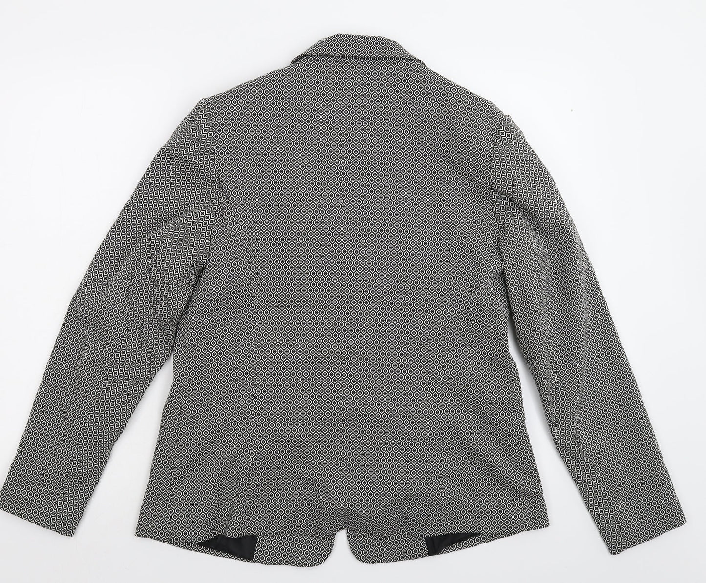 TU Womens Black Geometric  Jacket Suit Jacket Size 14