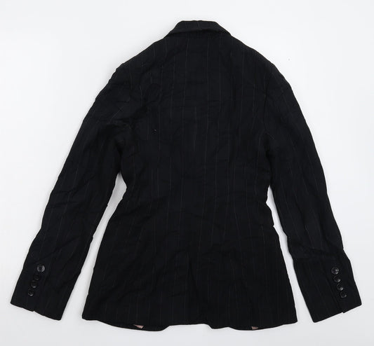 NEXT Womens Black Striped  Jacket Suit Jacket Size 8