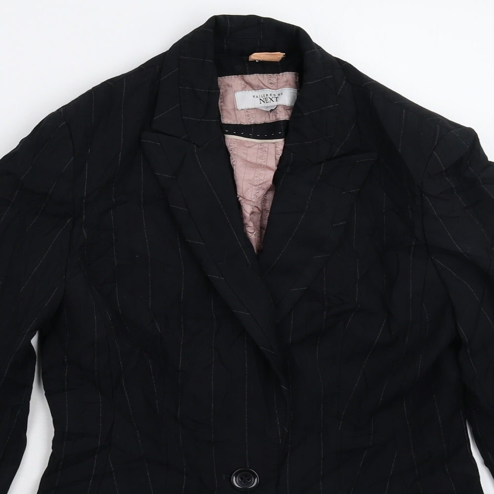 NEXT Womens Black Striped  Jacket Suit Jacket Size 8