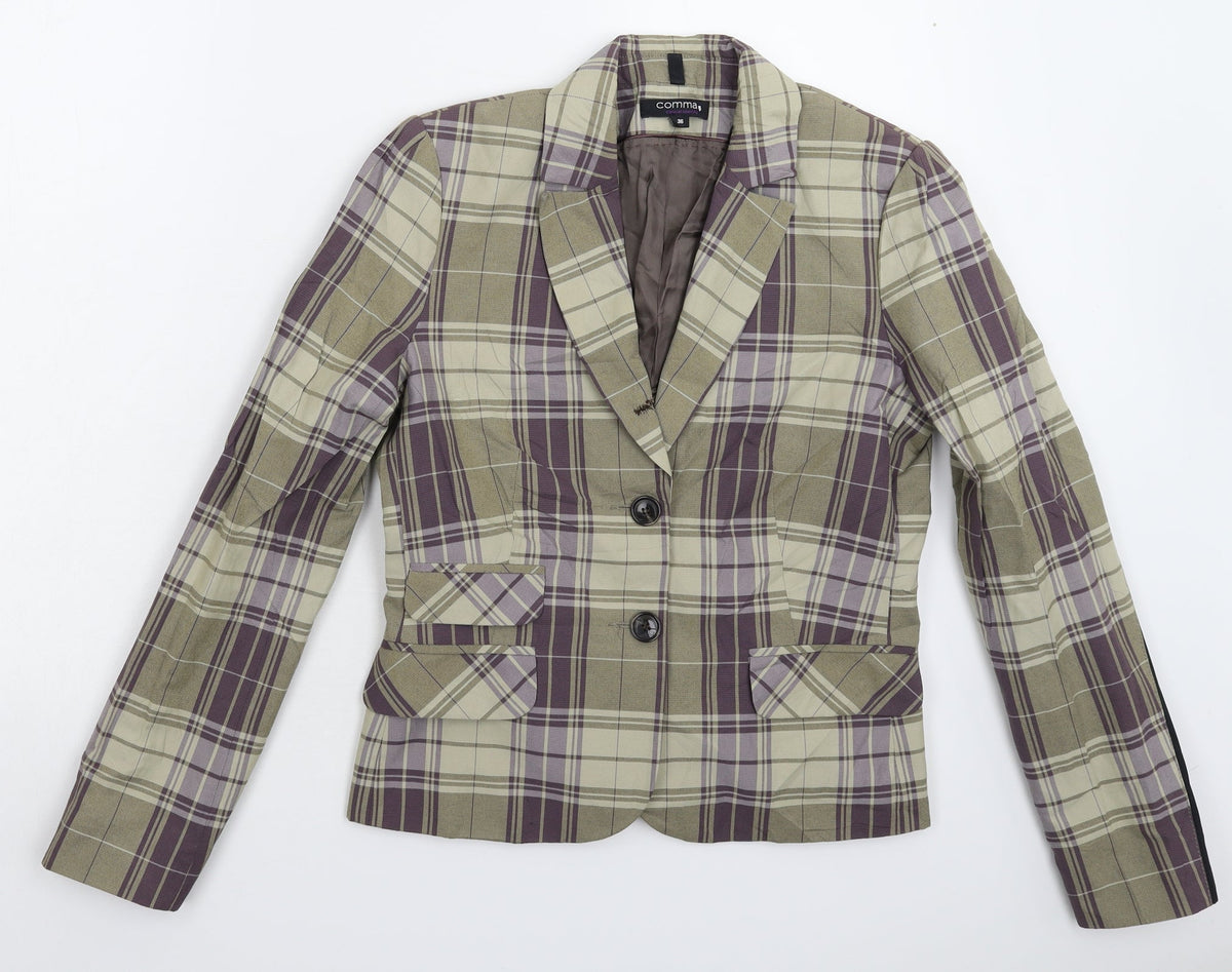 Comma Womens Multicoloured Check  Jacket Suit Jacket Size 10