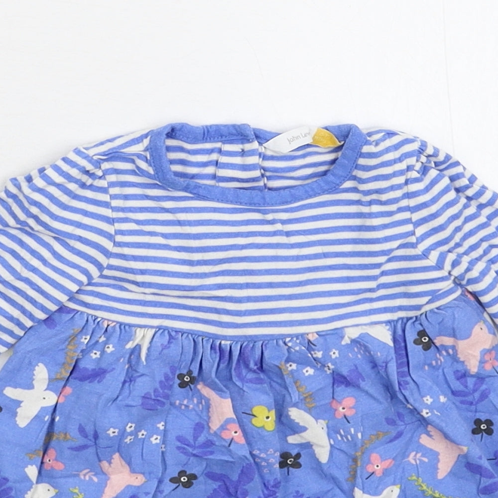 John Lewis Girls Blue Striped  Fit & Flare  Size 0-3 Months