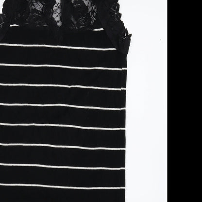 Preworn Womens Black Striped Knit Jumper Dress  Size S
