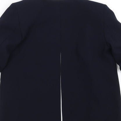 River Island Womens Blue   Jacket Suit Jacket Size 8  - split back, ruched sleeve