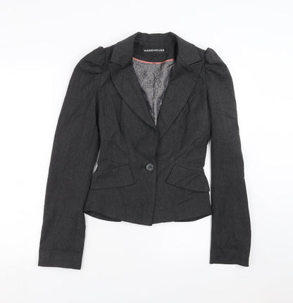 Warehouse Womens Grey Herringbone  Jacket Suit Jacket Size 8