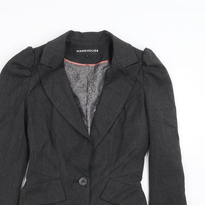 Warehouse Womens Grey Herringbone  Jacket Suit Jacket Size 8
