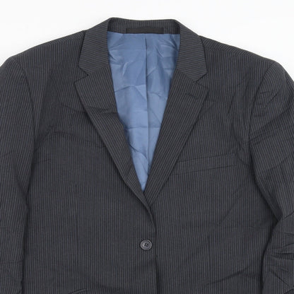 butler&webb Mens Blue Striped  Jacket Suit Jacket Size 42  - short length