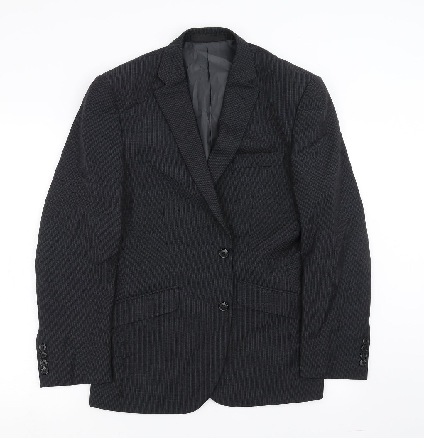 Marks and Spencer Mens Black Striped  Jacket Suit Jacket Size 38