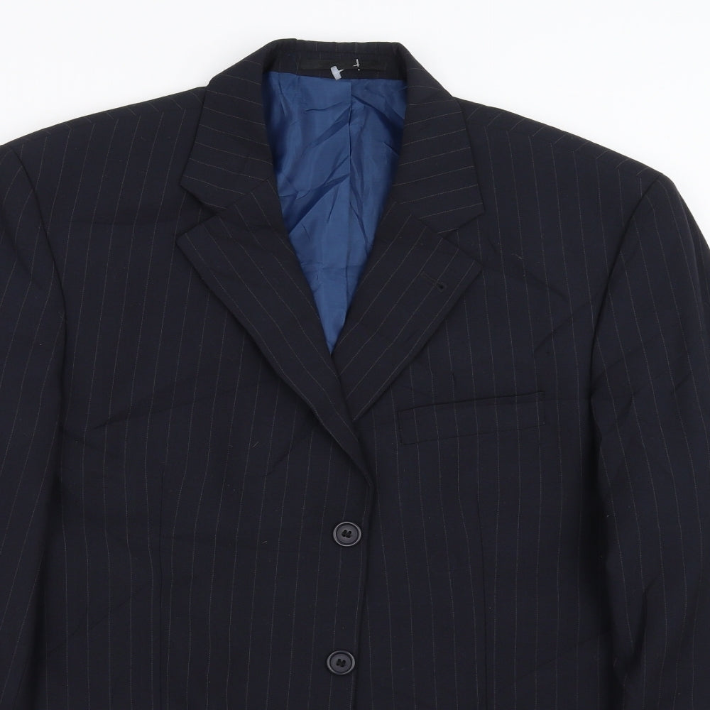 George Mens Blue Striped  Jacket Suit Jacket Size 40