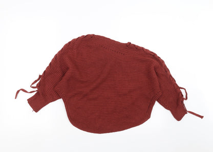 Preworn Womens Red   Pullover Jumper Size S  - Lace up Detail