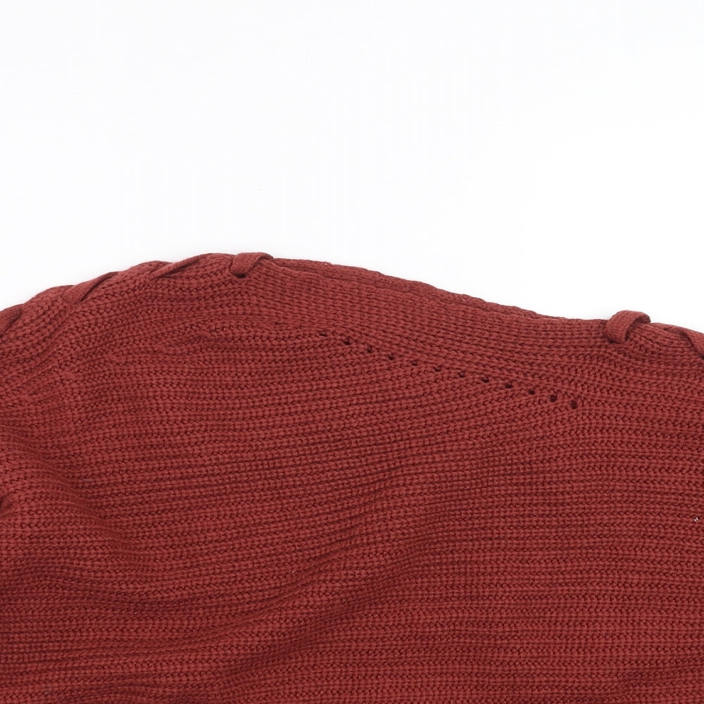 Preworn Womens Red   Pullover Jumper Size S  - Lace up Detail