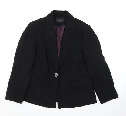 Principles Womens Black Striped  Jacket Blazer Size 14