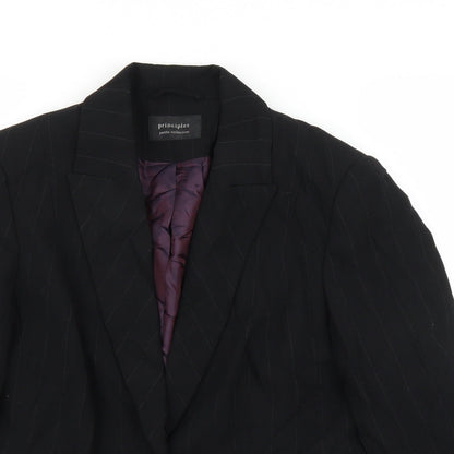 Principles Womens Black Striped  Jacket Blazer Size 14