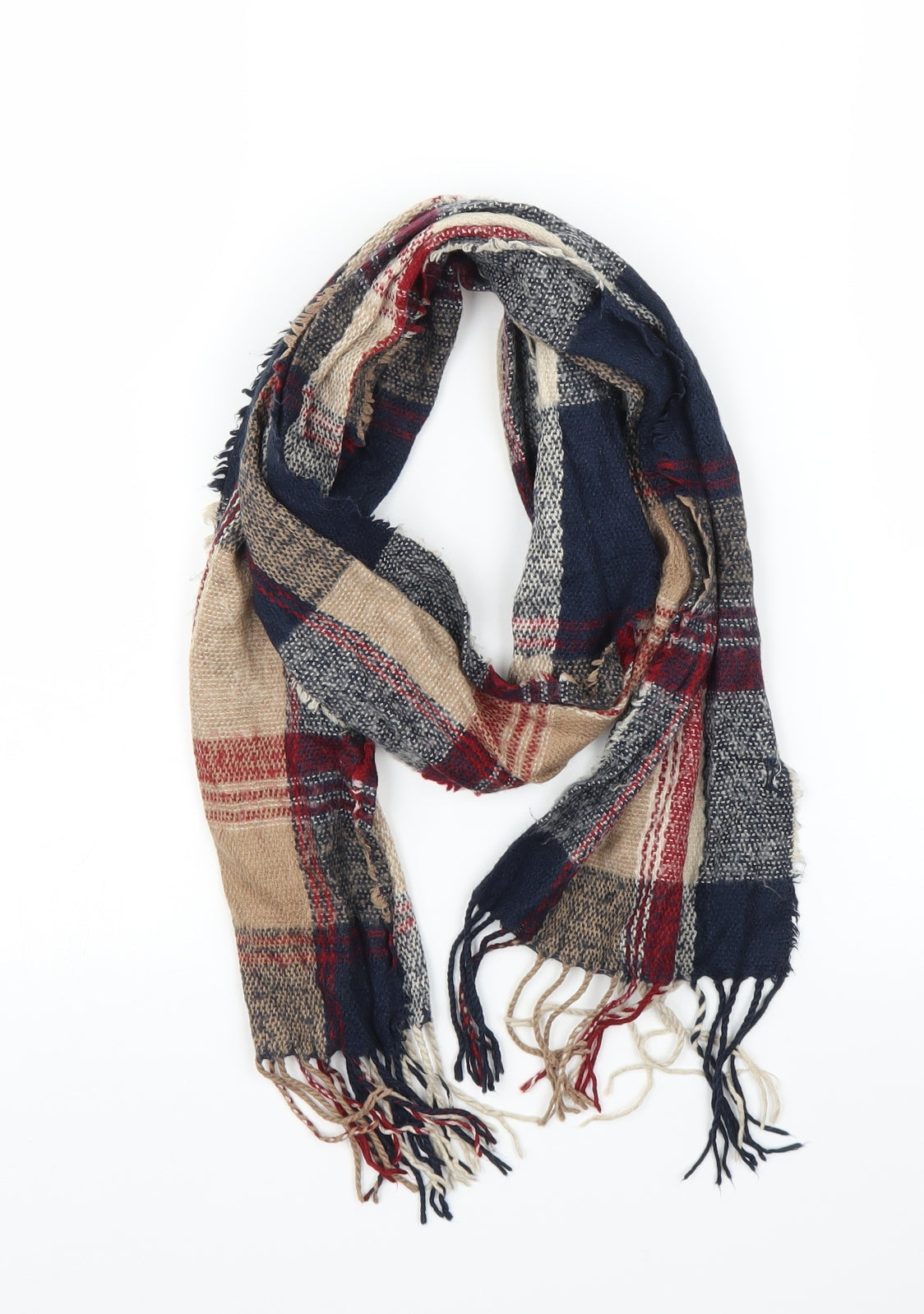 Preworn Mens Brown Plaid  Scarf  One Size