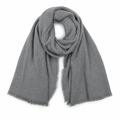 Front view of Preworn unisex grey shawl/wrap