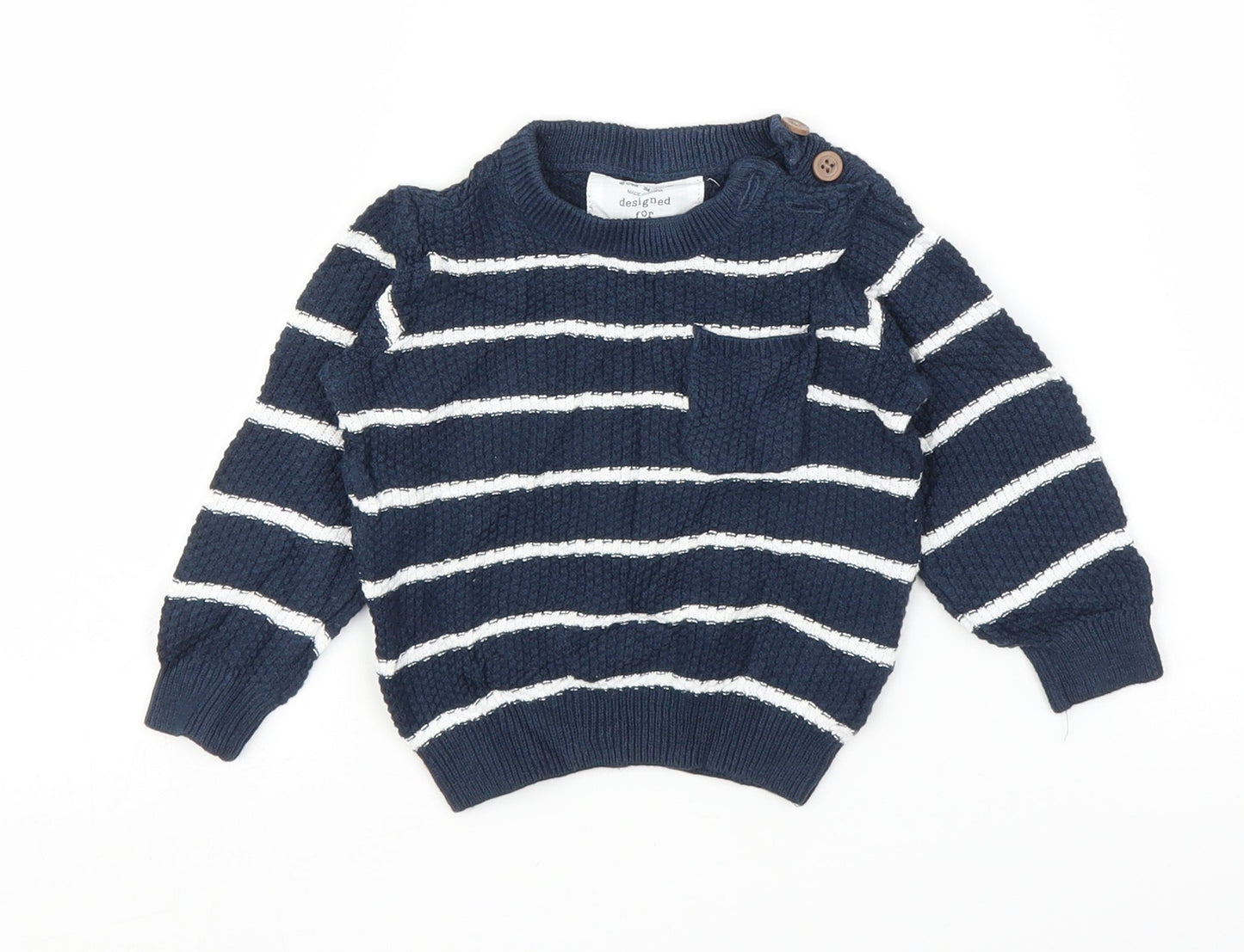 F&F Baby Blue Striped  Pullover Jumper Size 0-3 Months