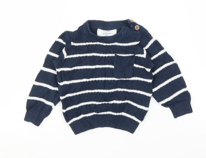 F&F Baby Blue Striped  Pullover Jumper Size 0-3 Months
